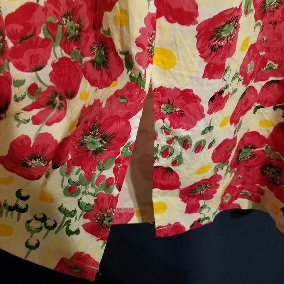 Unique Vintage Red Floral Midi Dress - Picture 5 of 6